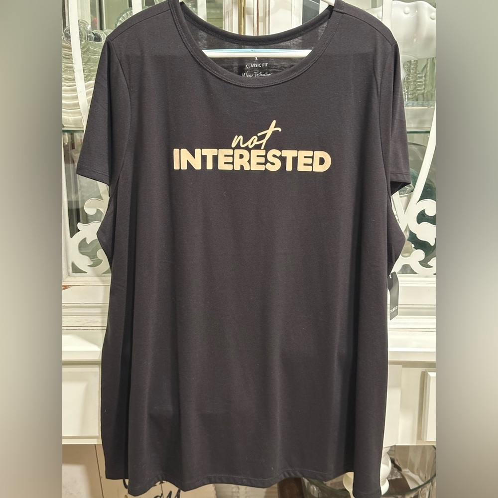 NWT Torrid Deep Black Graphic Tee NOT INTERESTED SIZE 3X